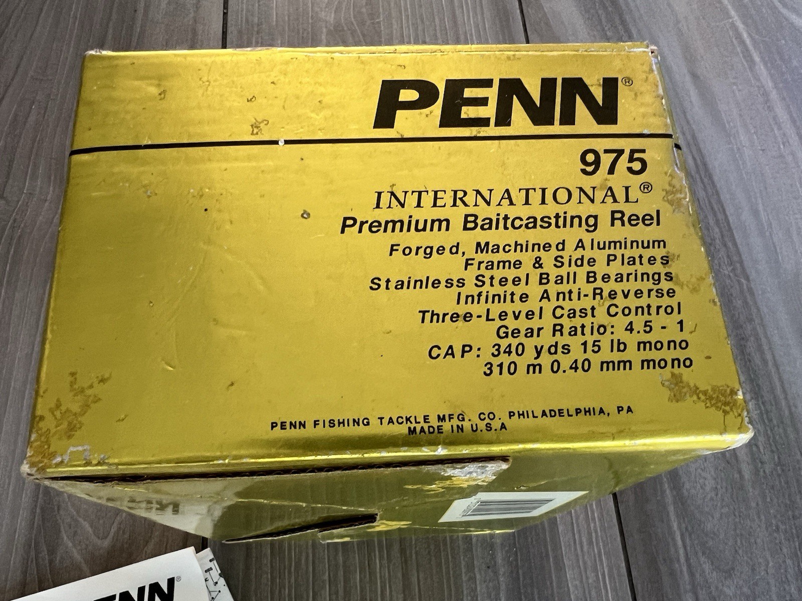 Penn International 975 Fishing Reel Box & Manual & Lube ONLY