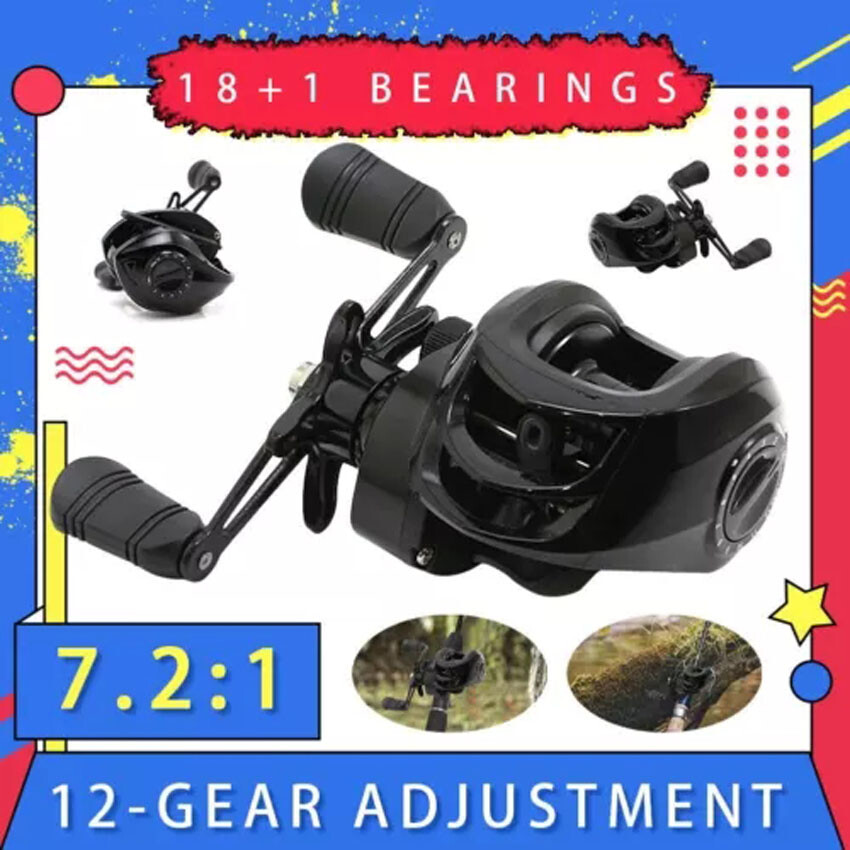 Fishing Baitcasting Reel 18+1BB 7.2:1 Gear Ratio Salt/Freshwater Left Hand US