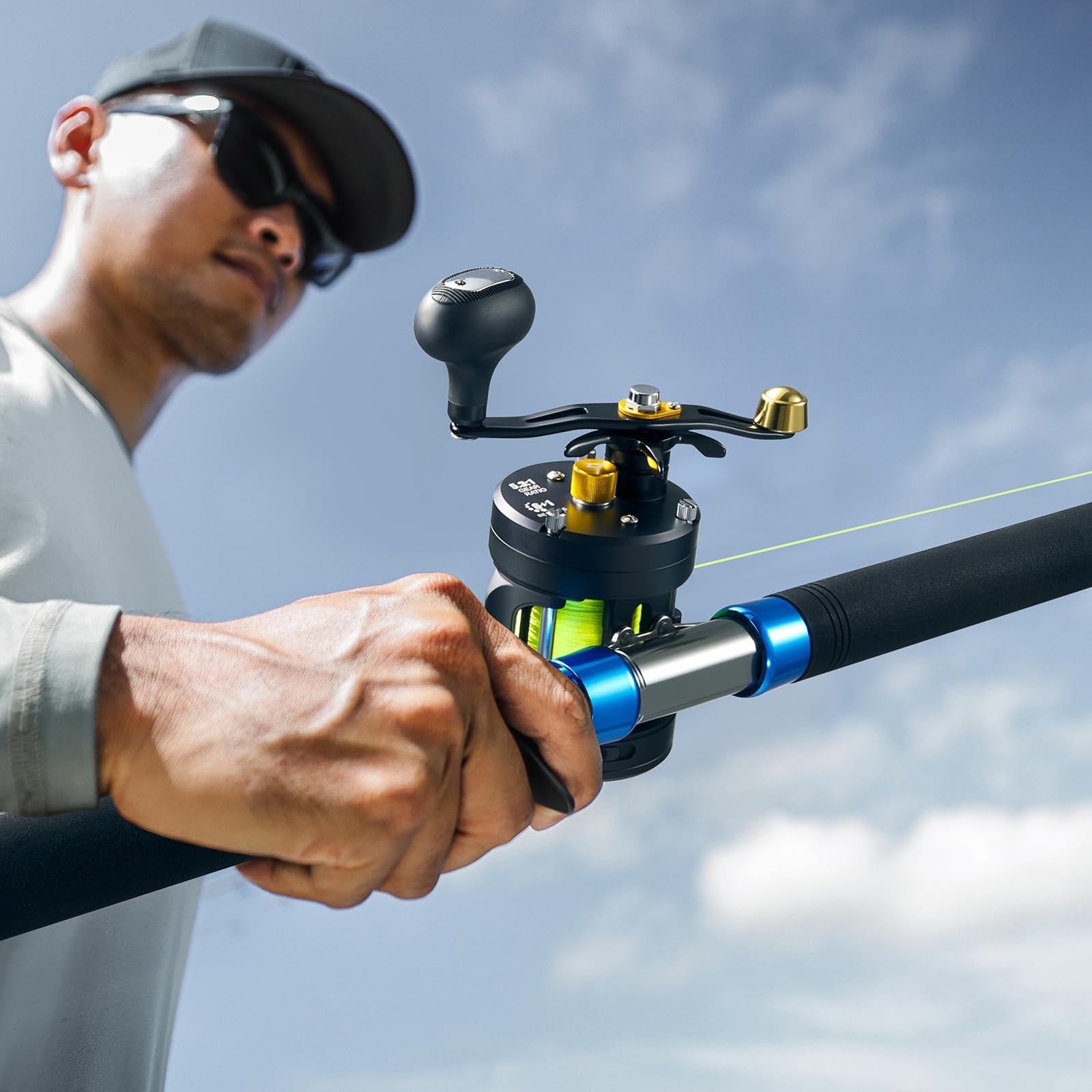 Piscifun Chaos Pro Round Baitcasting Reel, 25lb Drag, Right Hand, Gold