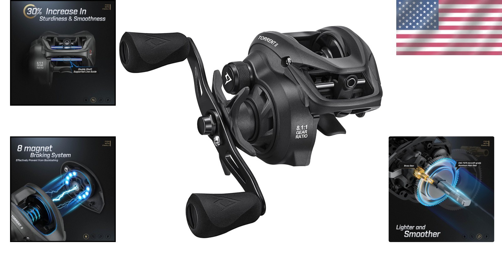Professional Grade Torrent II Baitcasting Reel – Carbon Fiber Drag, Smooth Cast
