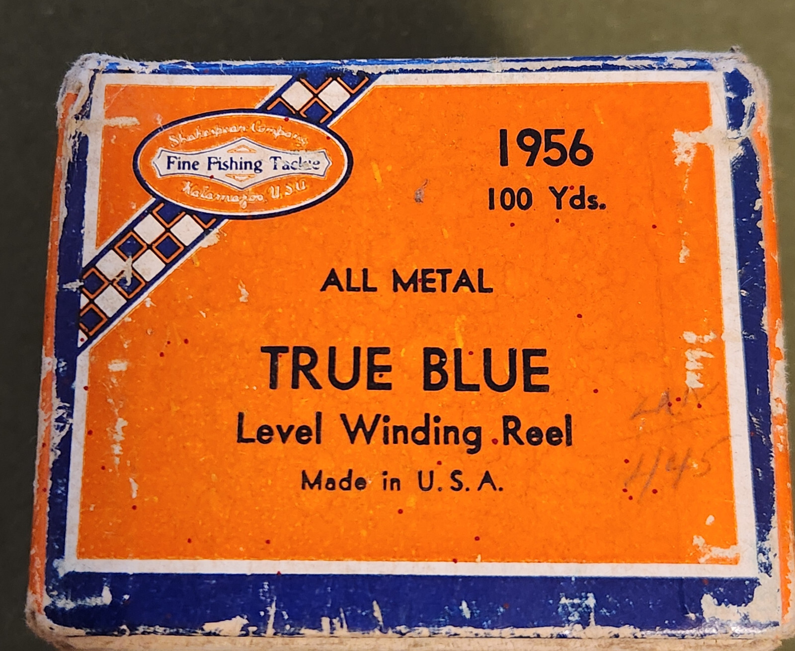 Shakespeare 1956 All Metal True Blue Level Winding Fishing Reel + Box Lot 3088