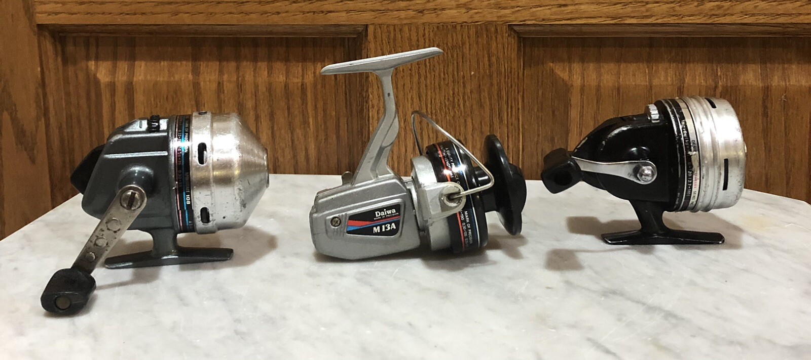 3 Vintage Fishing Reels Daiwa 9300 C, Apollocast 108, M 13A