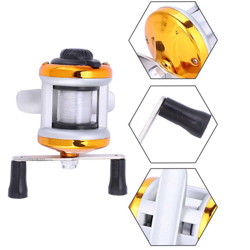 Deukio Portable Winter Ice Fishing Reel Wheel With Wire Outdoor Casting Tackle