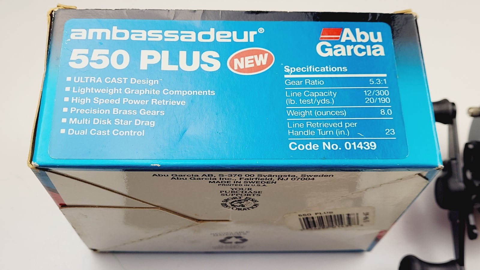 Abu Garcia Ambassadeur 550 Plus Blue NOS NIB New Baitcasting Reel Boxed