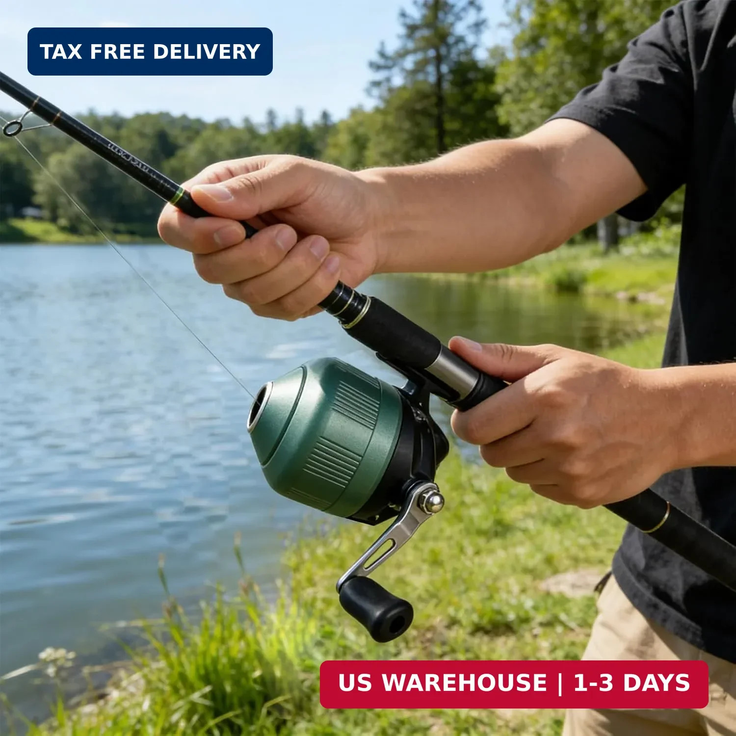 Spincast Fishing Reel, All-Metal Gears, Easy to Use Push Button Casting Design,