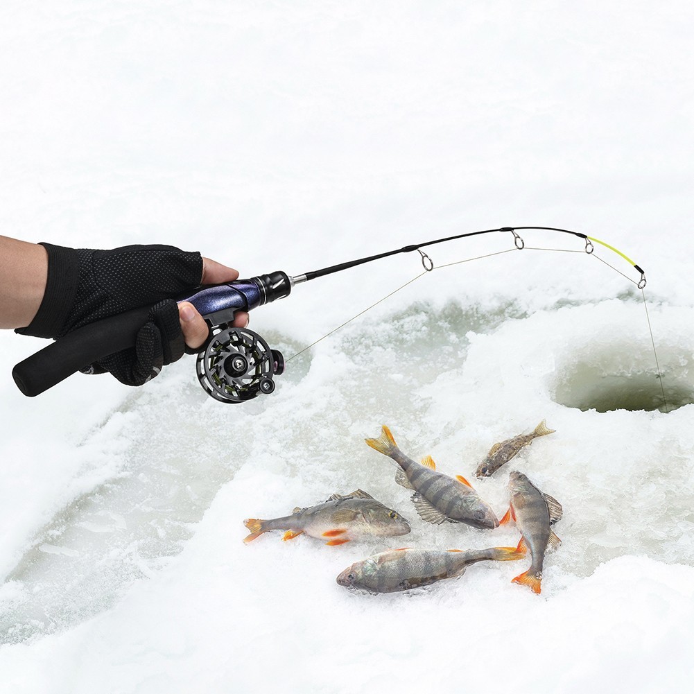For Trout Pike Ice Fishing Reel Fly Wheel with Built in Guide Ring and Adjust