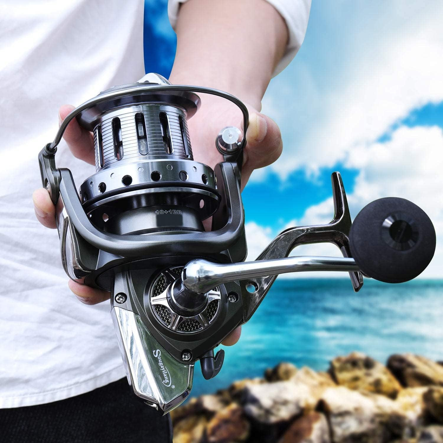 Spinning Reels 10000 Series Surf Fishing Reels,10+1 Stainless BB Ultra Smooth Po