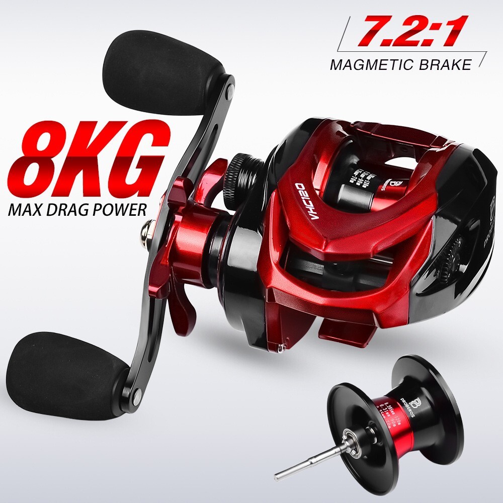 Fishing Reel 7.2:1 Gear Ratio Metal Colorful Wheel Magnetic Brake System 8KG VHC