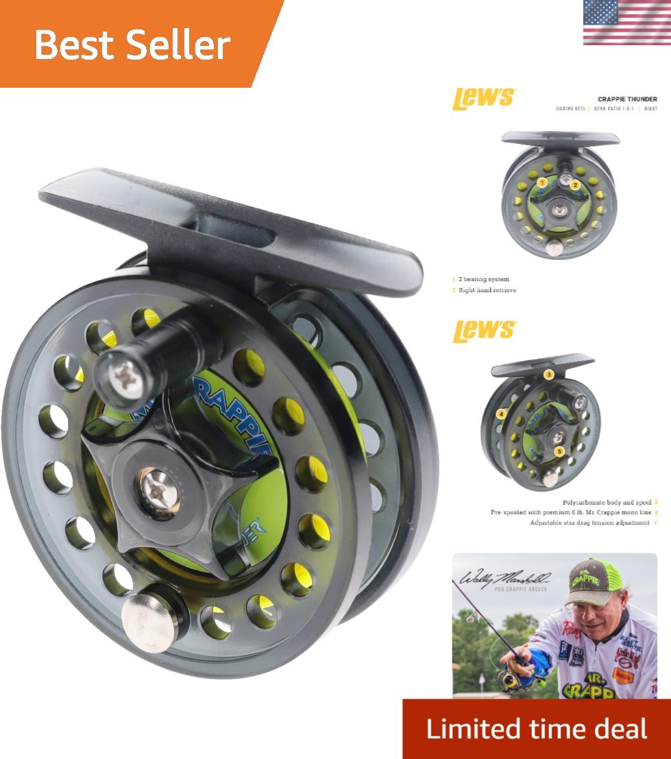Lightweight Crappie Thunder Jigging Fishing Reel – 6lb Capacity, Right-Hand Use