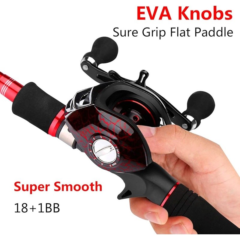 Low Profile Baitcasting Reel 22lbs Drag Smooth Carbon Brake System Fishing Gear