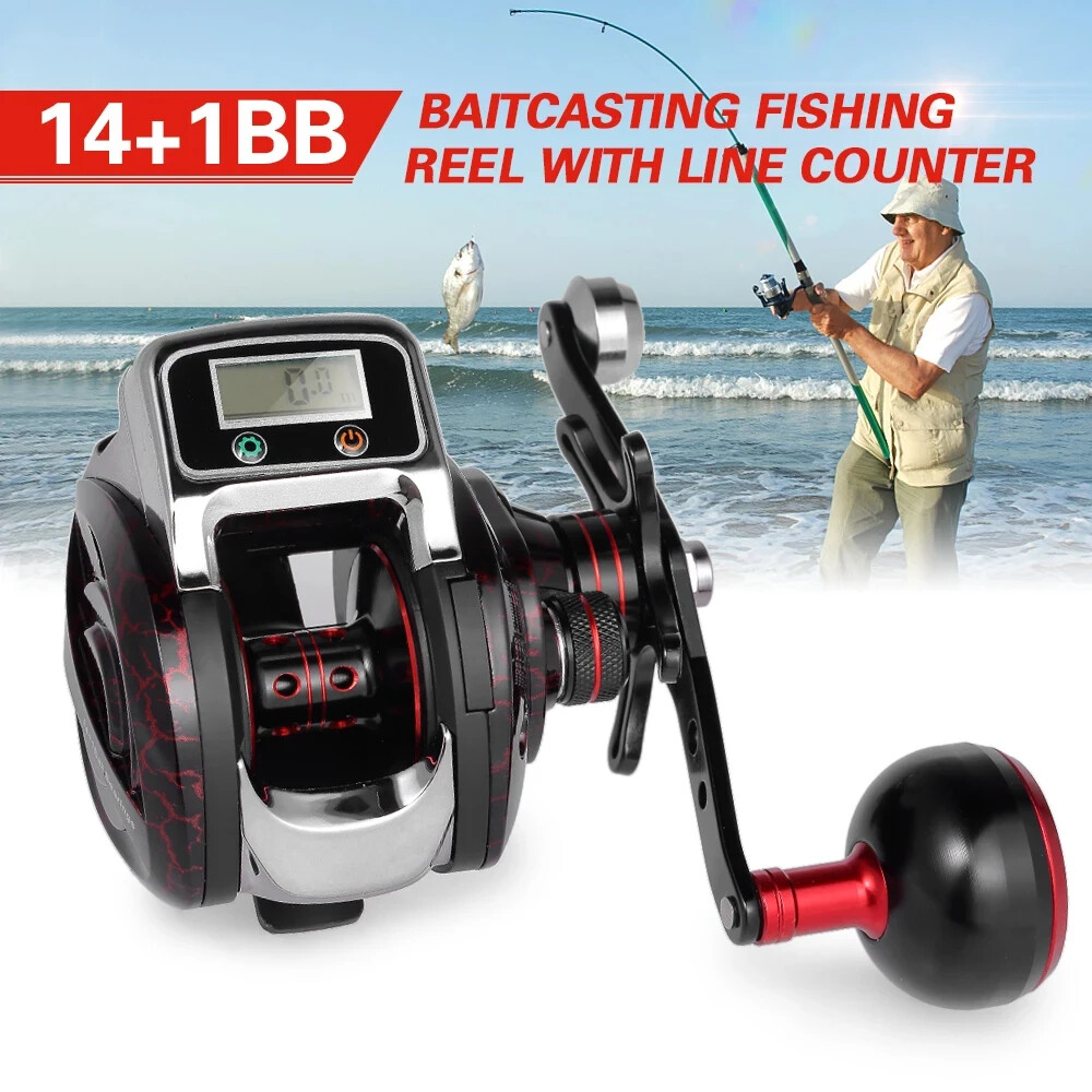 Bait Casting Fishing Reel Digital LED Display Baitcasting Reel Fishing Counter