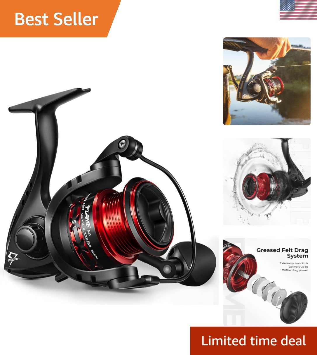 Innovative Flame Fishing Reel – 19.8Lbs Drag, 9+1BB for Effortless Fishing