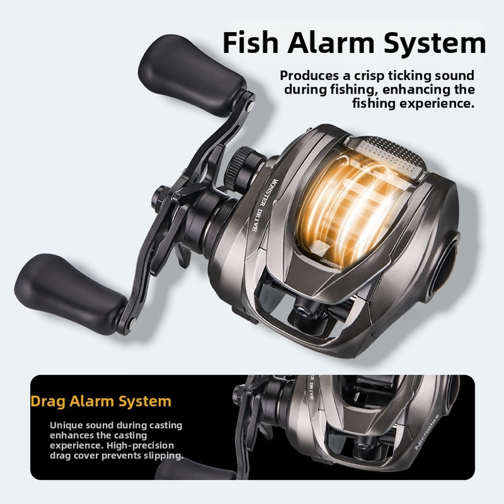 Fishing Reel Baitcasting 7 0 1 Gear Ratio Alarm Drag Dual Brake Left Right Hand