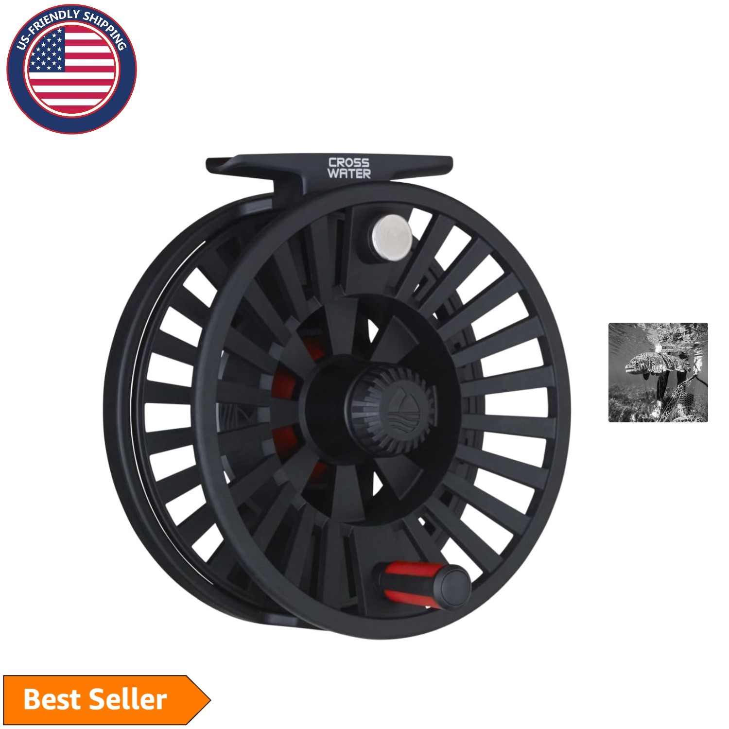 Lightweight Ambidextrous Crosswater 4/5/6 Fly Reel & 5wt Line – Black Finish