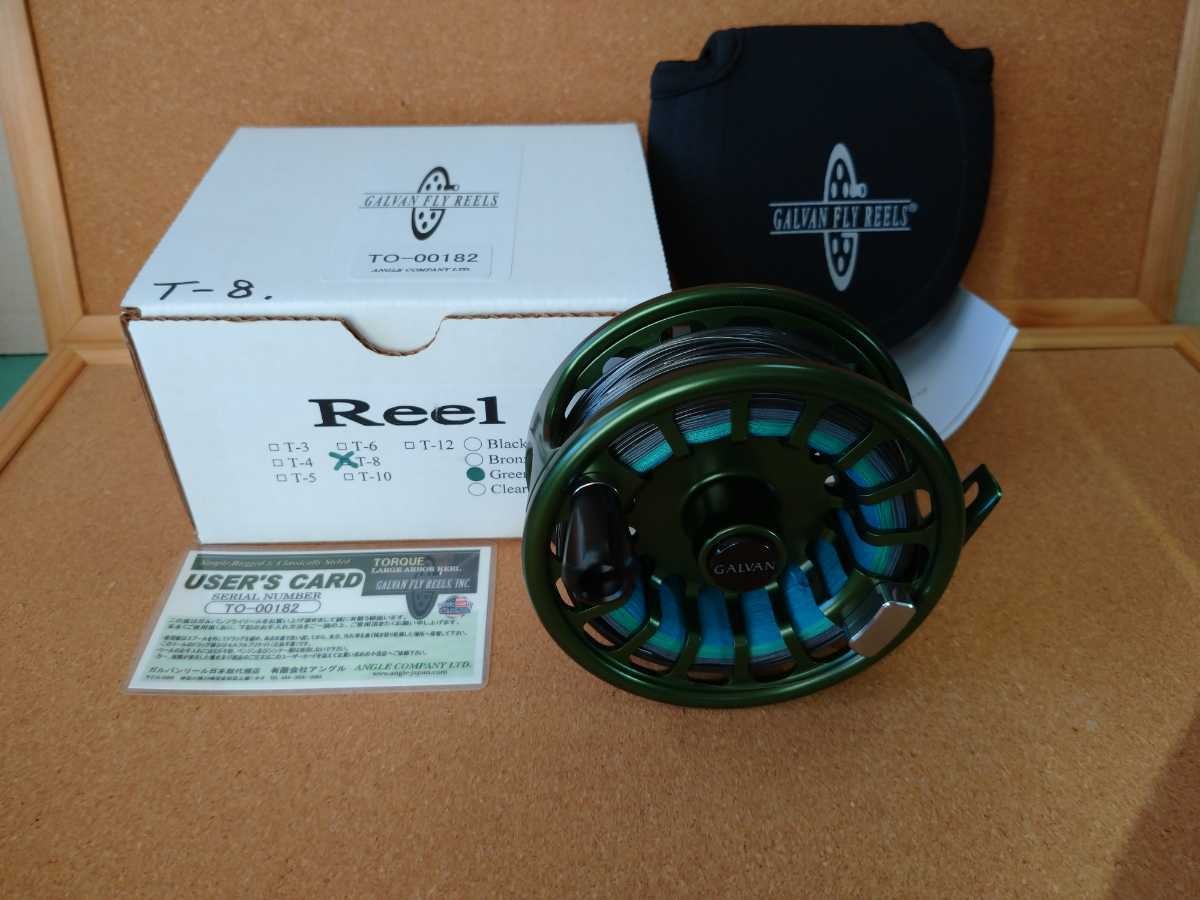Unused GALVAN Torque Series Green T-8 Left-Handed Large Arbor Fly Reel Fishing
