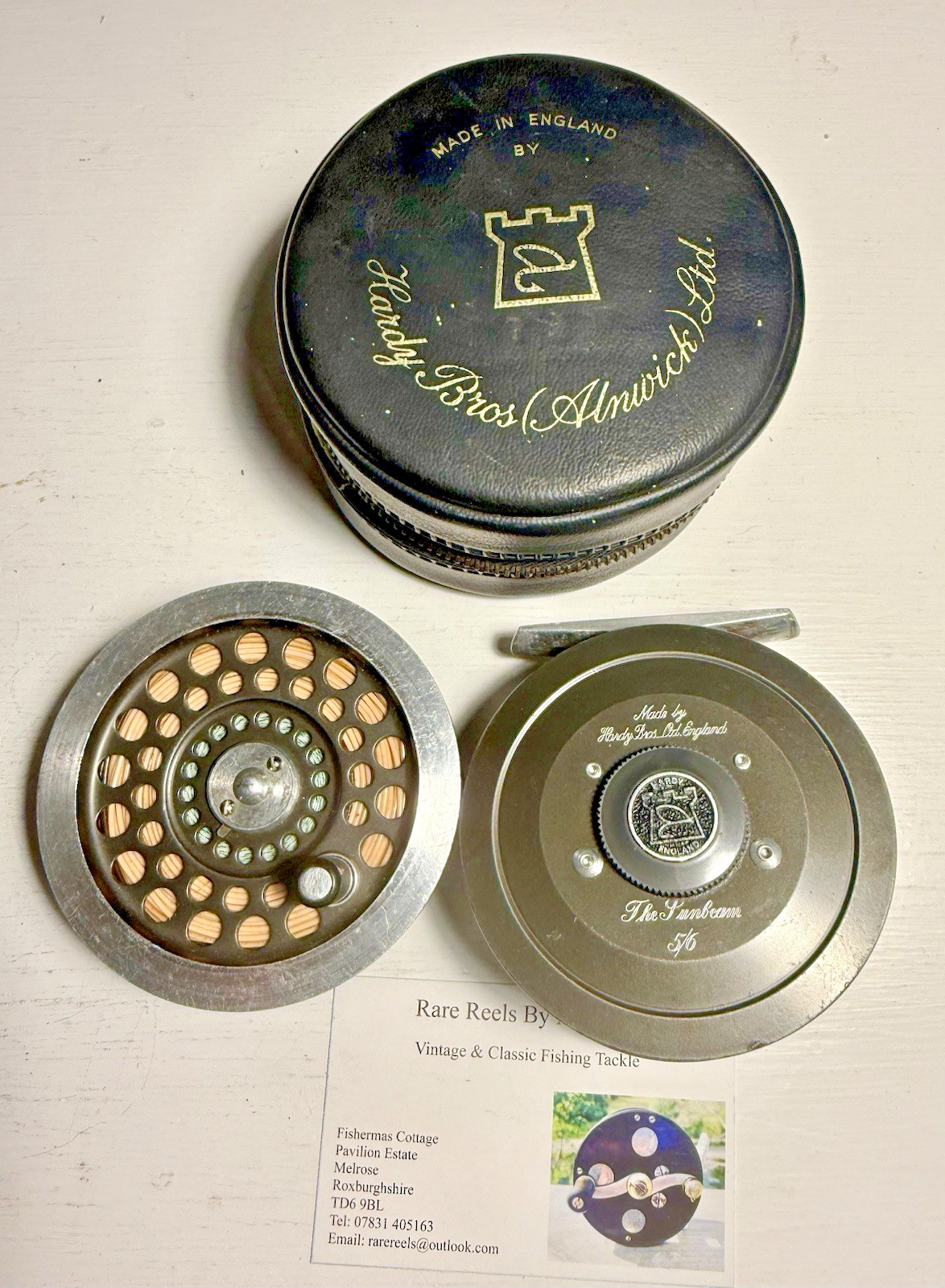 Rare Hardy Sunbeam 5/6 Trout Fly Reel & Spool with Fly Lines & Reel Case