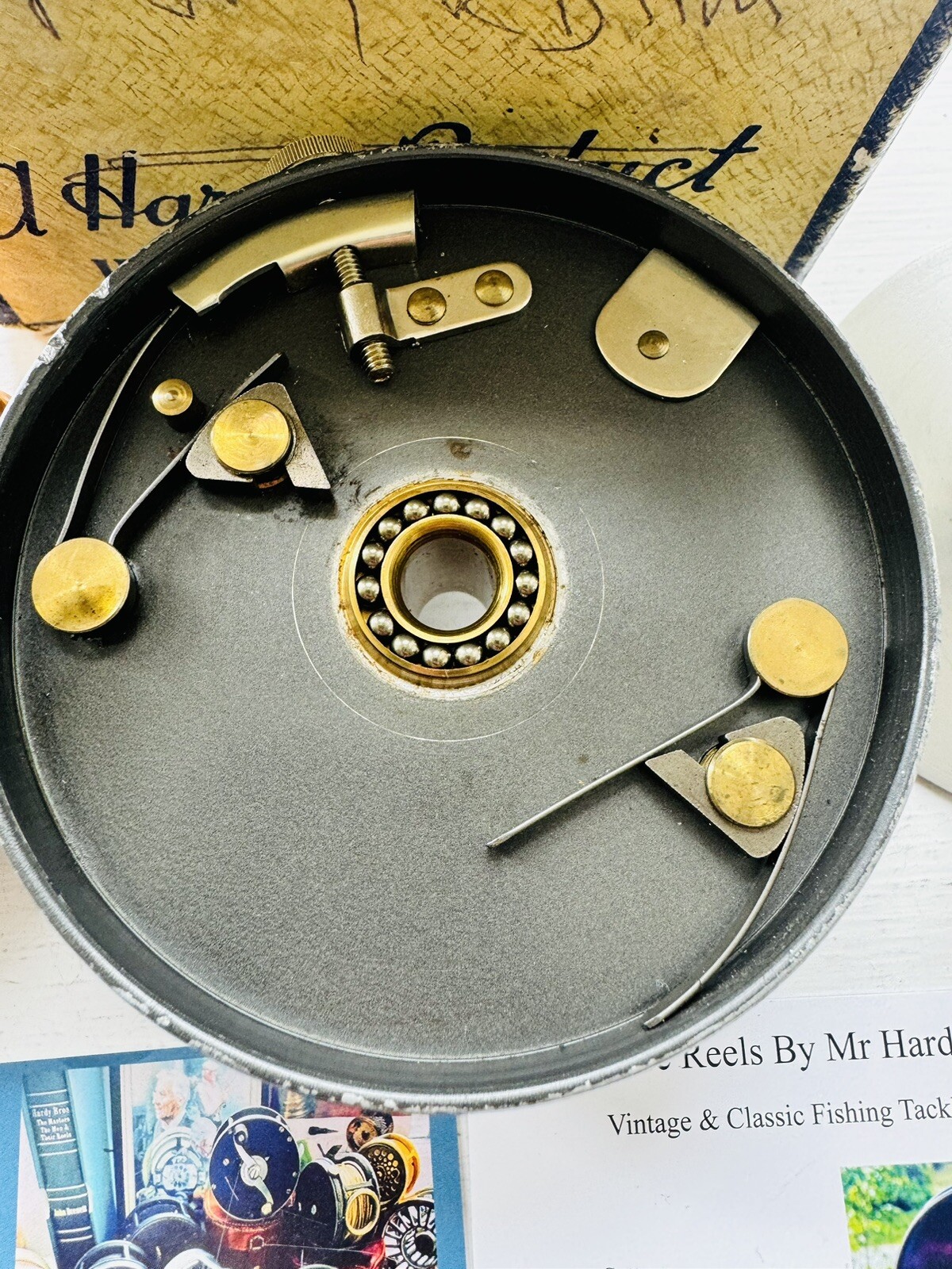 Vintage Hardy 3 3/4 Inch W B RHW Perfect Salmon Fly Reel with Guide & Card Box