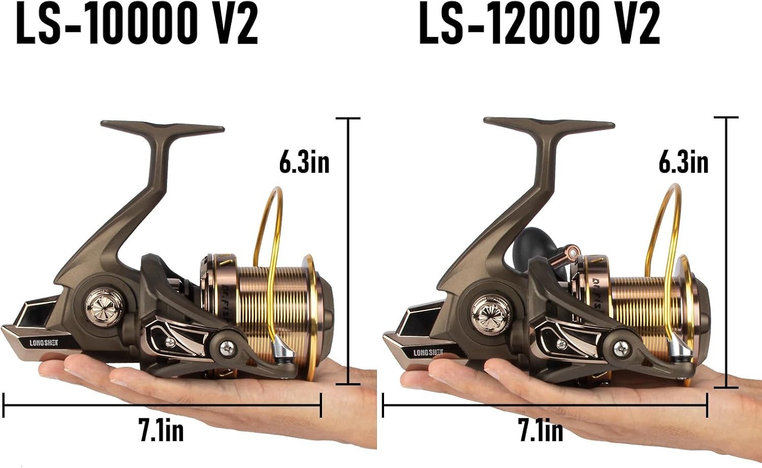 Long Shot Saltwater Spinning Reel Aluminum Large Capacity Heavy Duty Surf