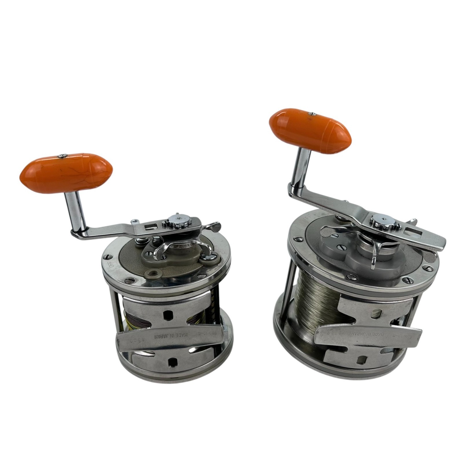 2 Vtg KENCOR Drum No. 130m & 160m Stainless Steel Levelwind Reels Made In Japan