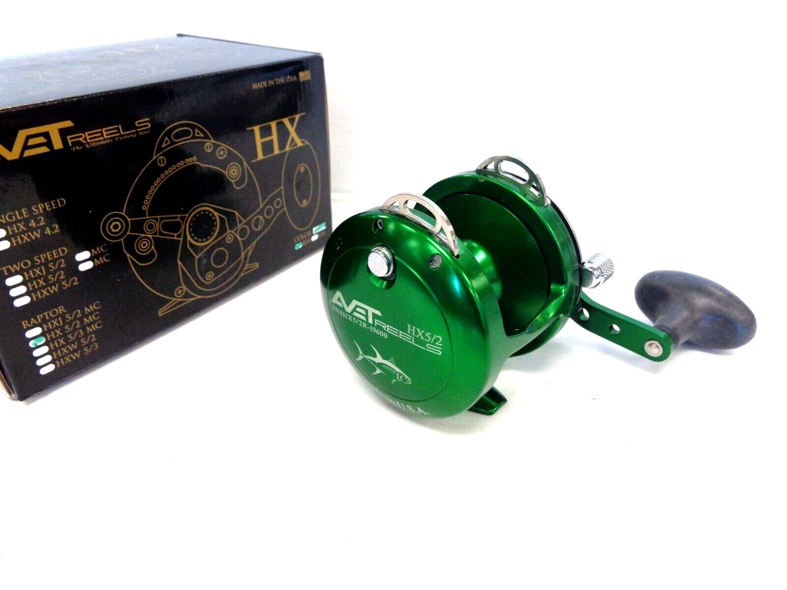 Avet HX5/2 Two-Speed Lever Drag Casting Reel HX 5/2 – Right Handed – GREEN