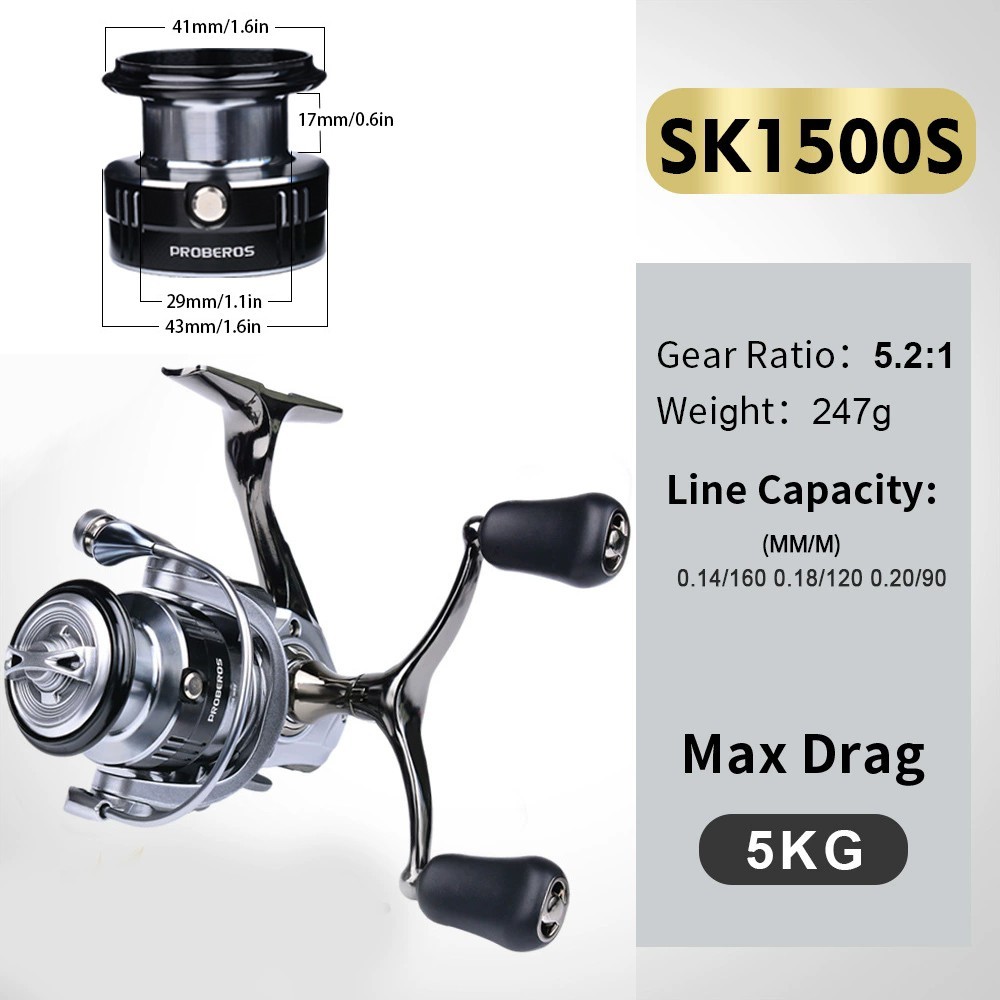 Fishing Wheel Spool Freshwater CNC Mechine 5+1BB Metal Spinning Reel 5-6KG Drag