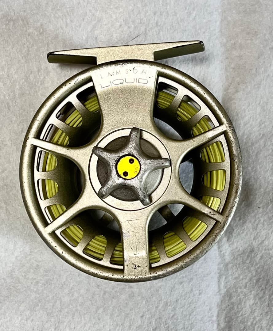 Lamson Liquid 3 Plus Fly Reel with AirFlo DT4 Line and Pouch Assembled in USA