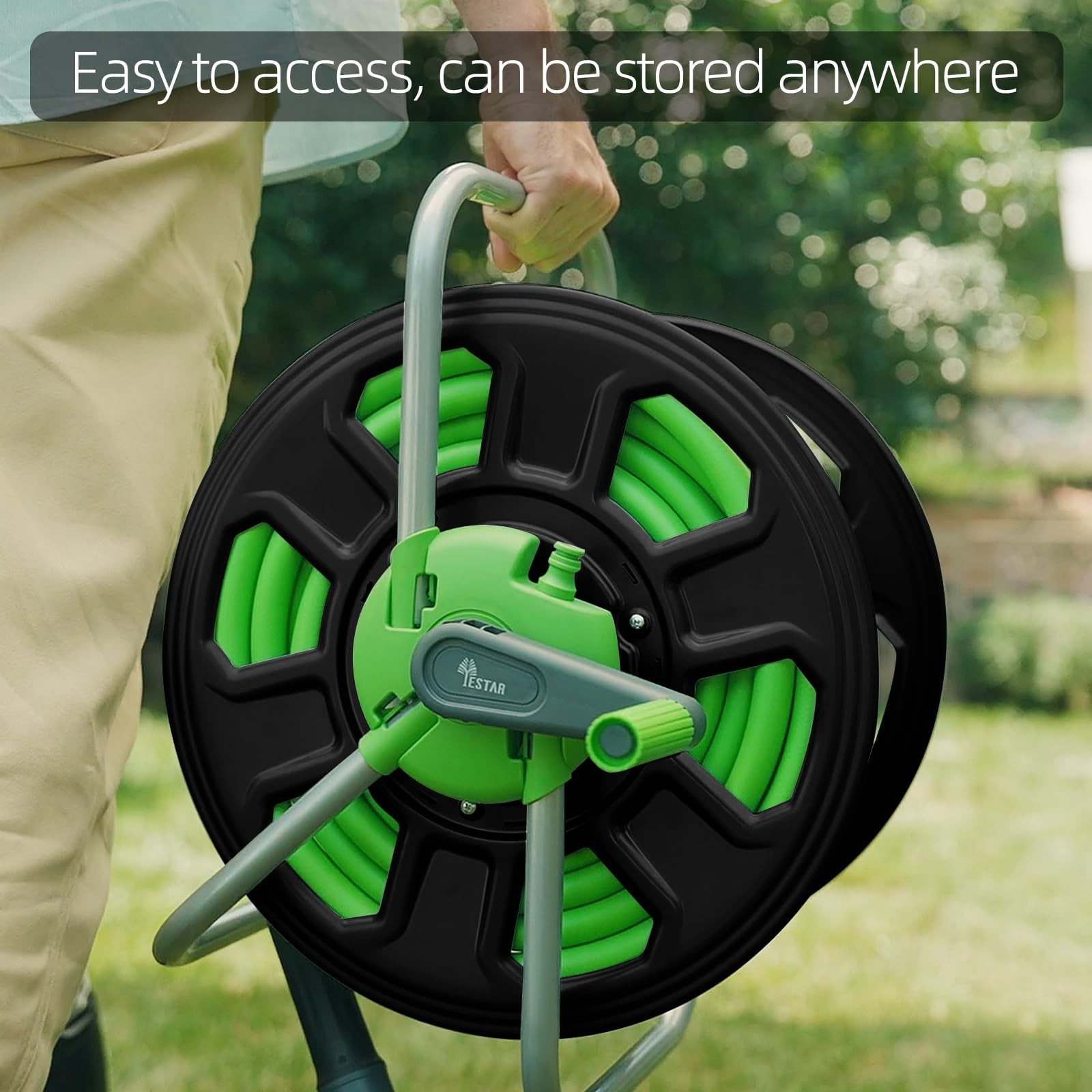 Metal YESTAR Water Hose Reel Cart,Hold 100 Ft 5/8 Inch Hose,Portable Hose Reels