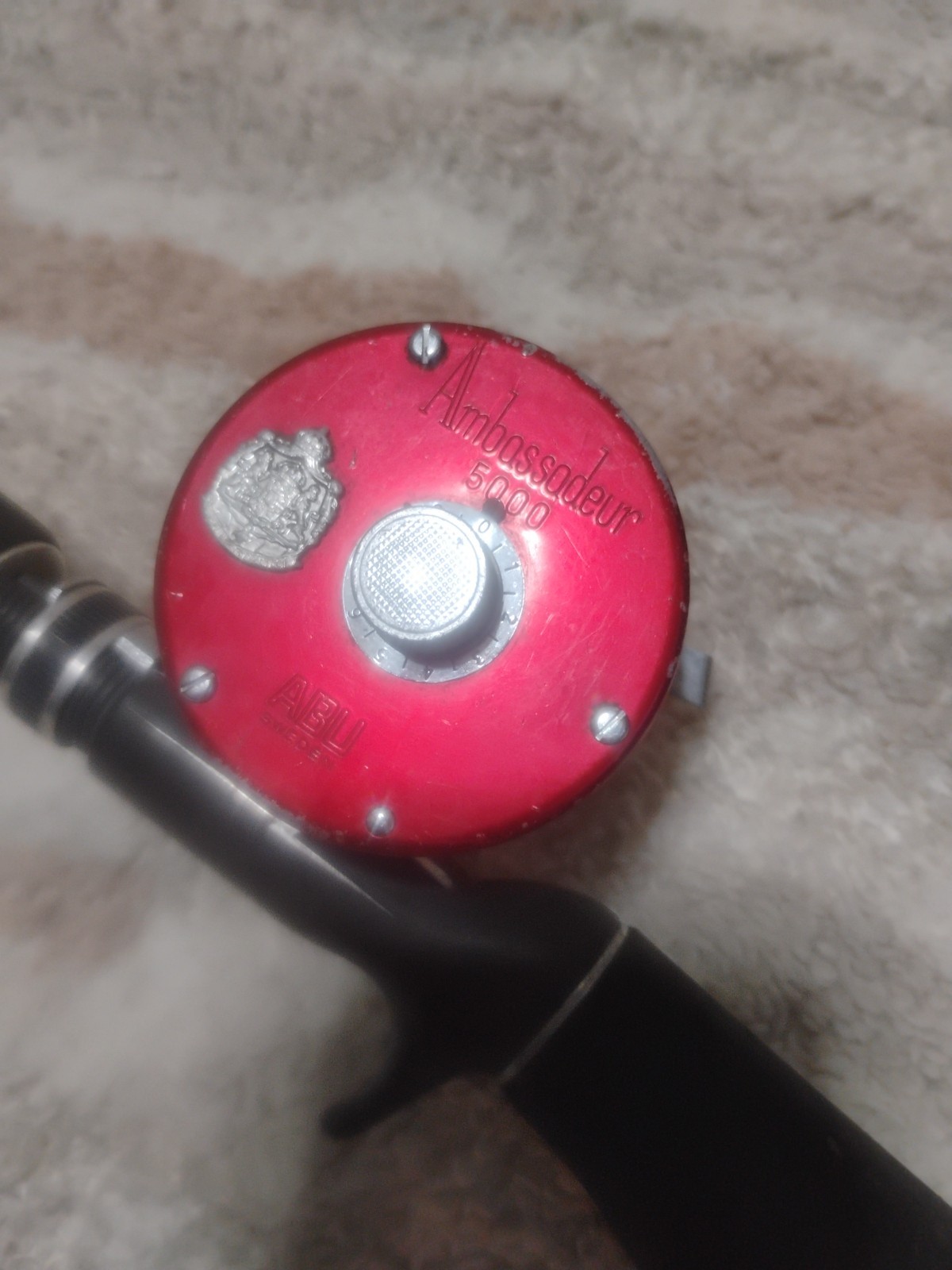 NICE Abu Ambassadeur 5000 Red Vintage Reel 4-Screw Grooved Rims& Berkeley Rod