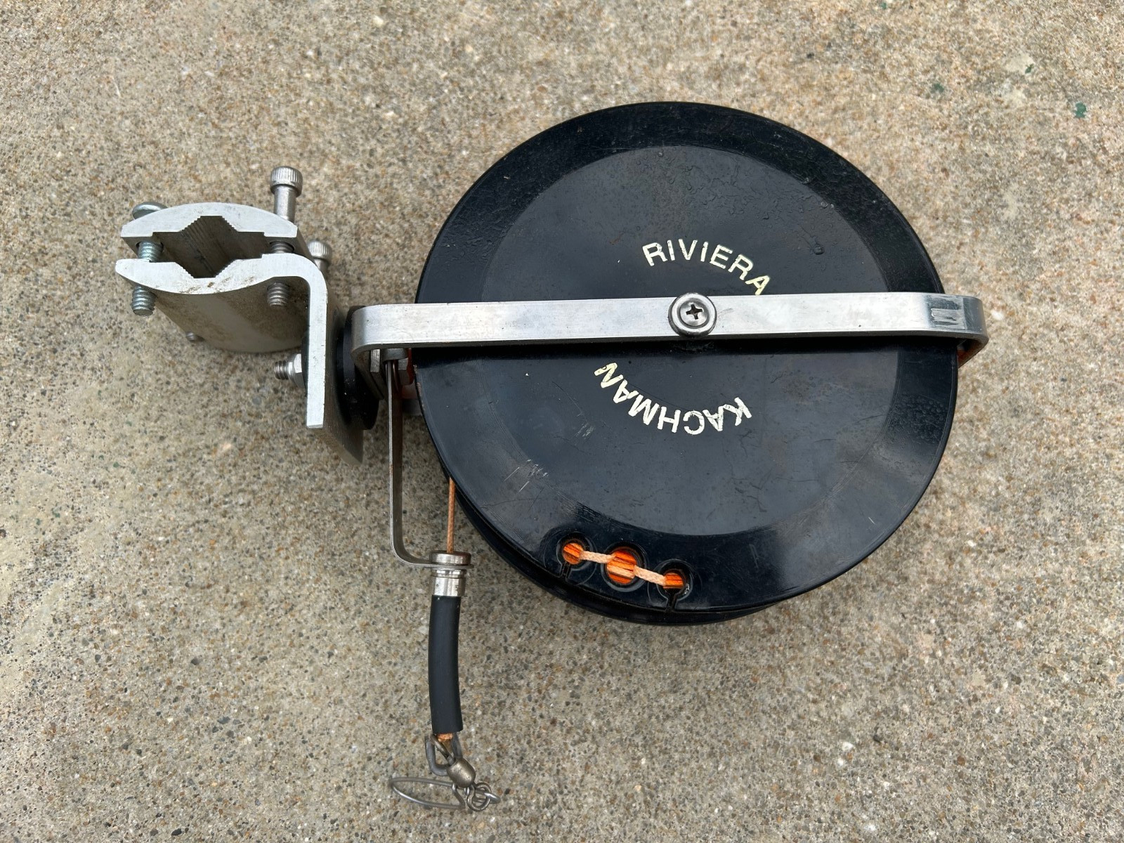 Riviera Kachman Hand Line Trolling Reel 200 ft Nylon line and rail mount