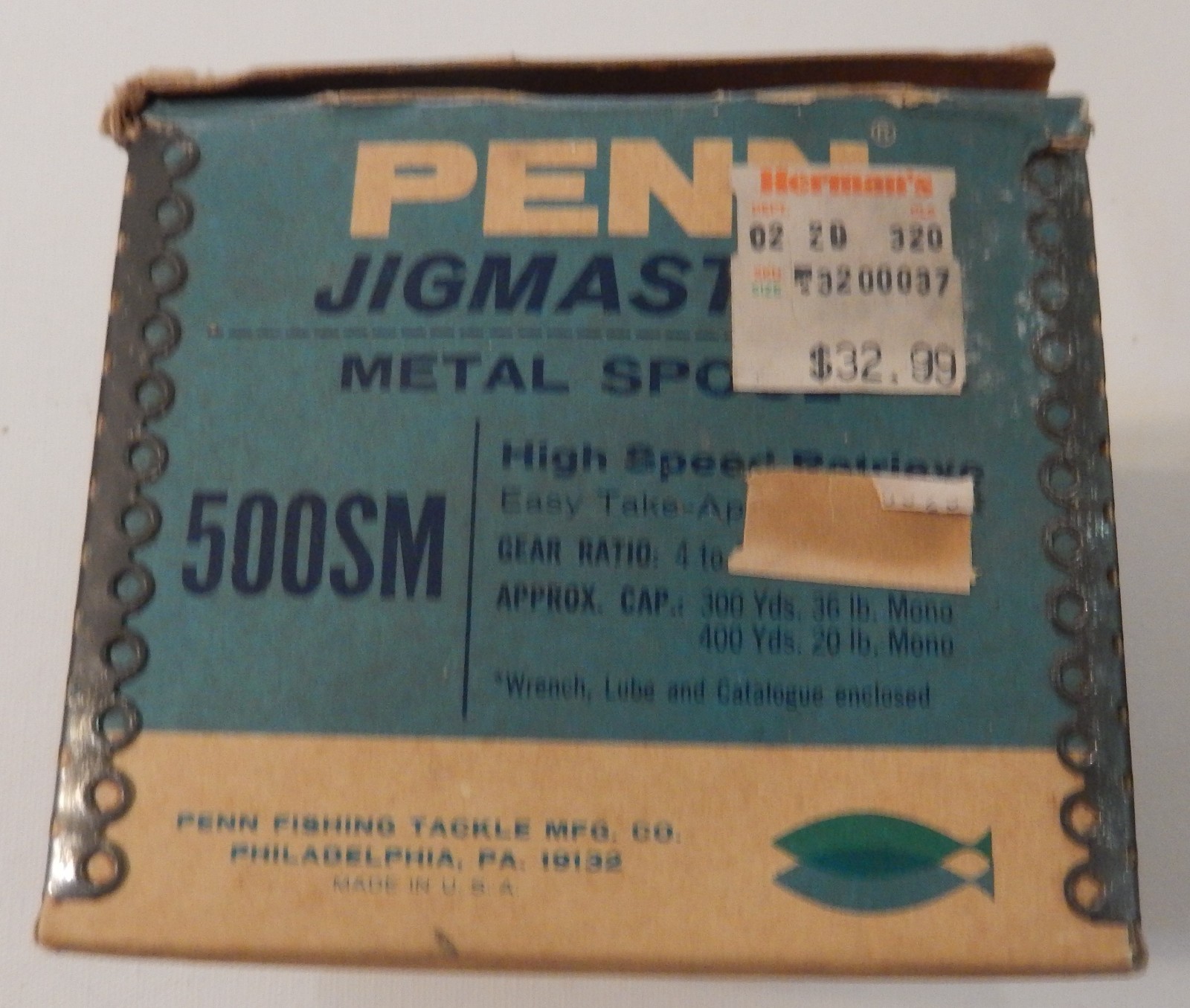 PENN JIGMASTER 500SM Fishing Reel RED-Metal Spool wParts List/Box/Advertisement.