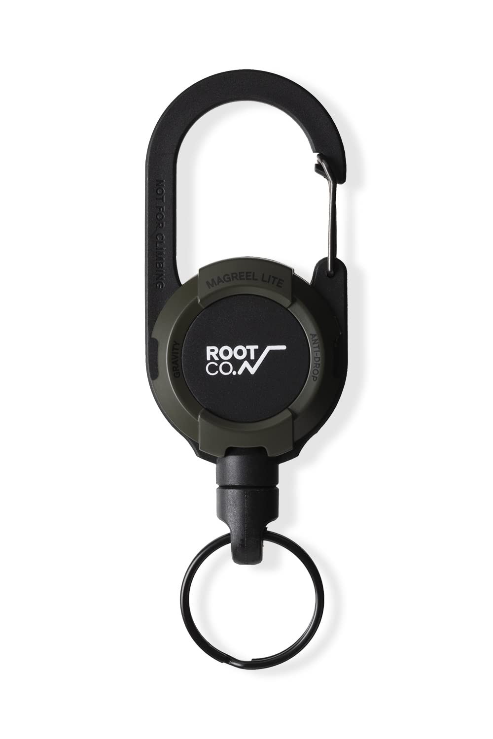 Khaki/Matte ROOT CO. GRAVITY MAG REEL LITE Carabiner Reel with Built-in Magnet
