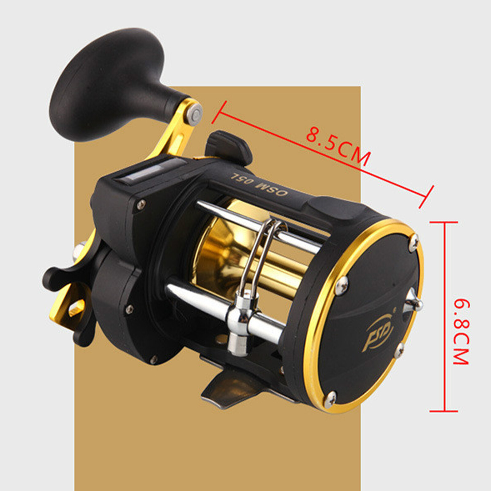 Round Drum Reels Fishing Reel Saltwater Sea Bait Casting Fishing w/ Counter