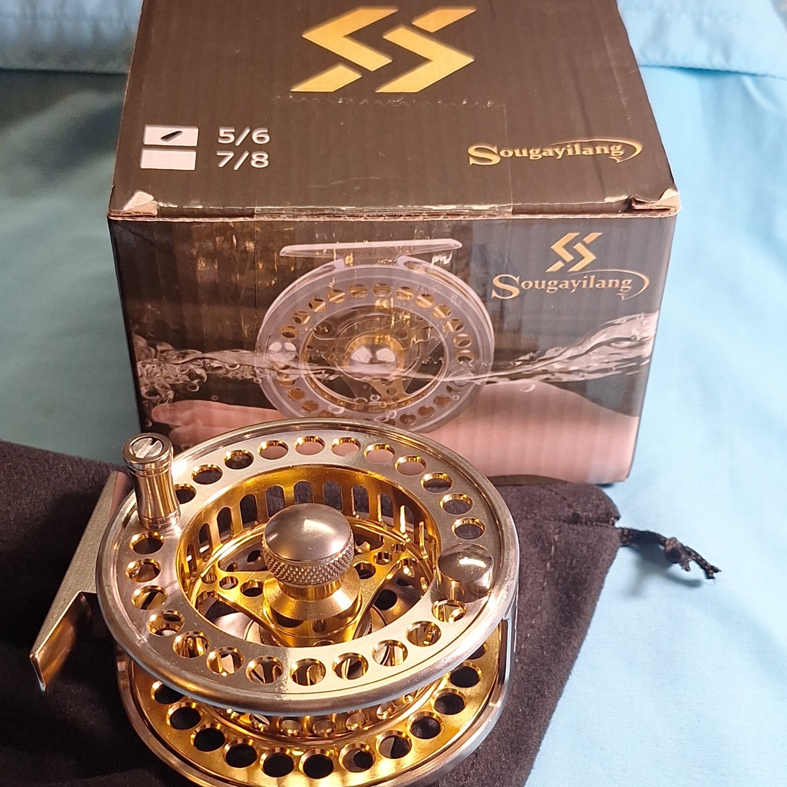 Sougayilang CNC Aluminum Fly Reel 5/6 Gold Silver Lightweight 146G Fishing Reel