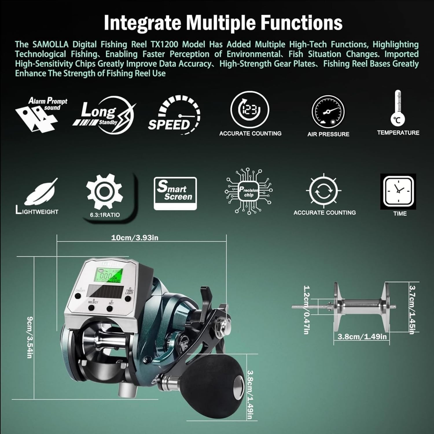 Ultralight Electric Baitcasting Reel with LCD Display & 6.3:1 Gear Ratio