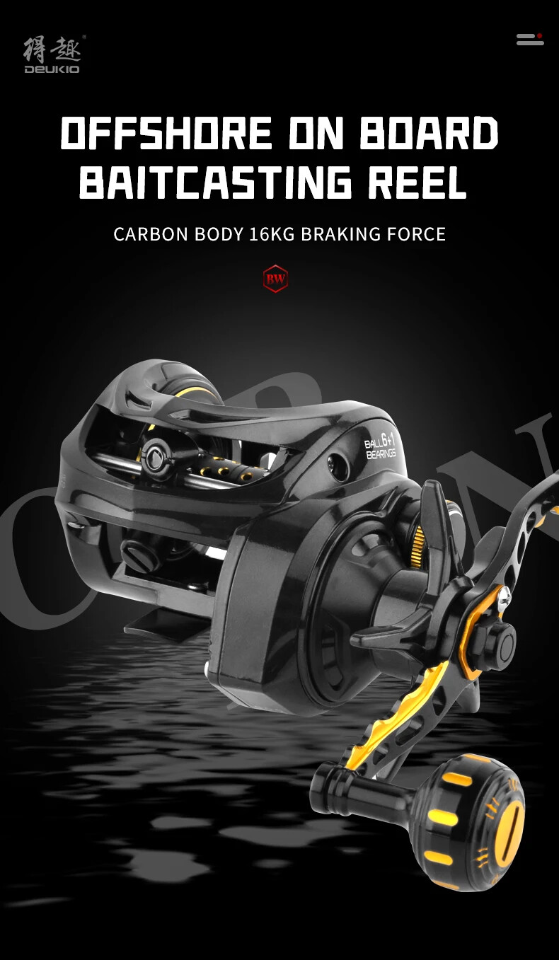 Carbon Shell Baitcasting Reel Dual Brake System Reel 16KG Max Drag 6+1BBs 6.3:1