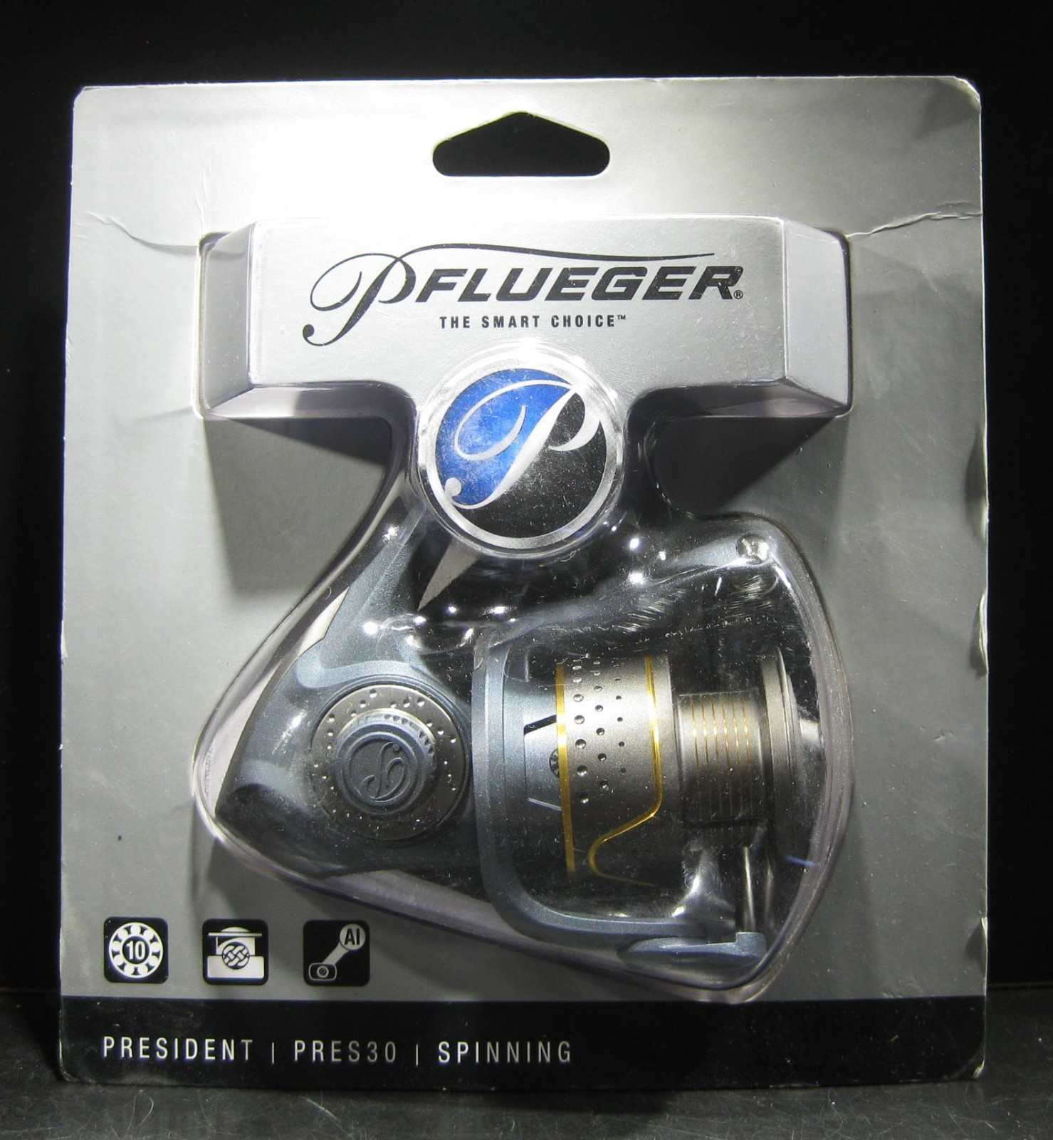 Pflueger President PRES30 Spinning Reel – Blue/Gold