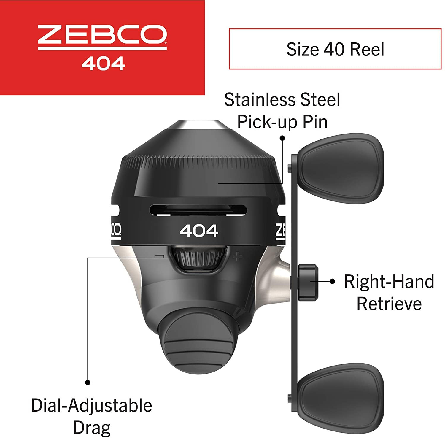 404 Spincast Fishing Reel,Built-In Bite Alert, Durable All-Metal Gears, Stainles