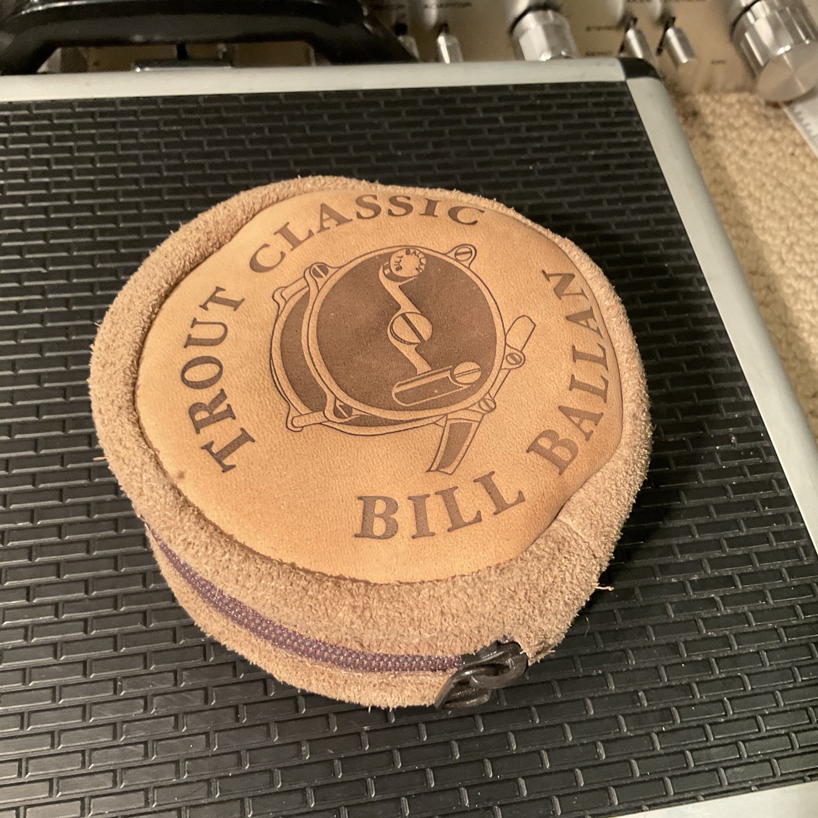 New Rare Bill Ballan Trout Classic Fly Reel Zippered Leather Pouch Bag