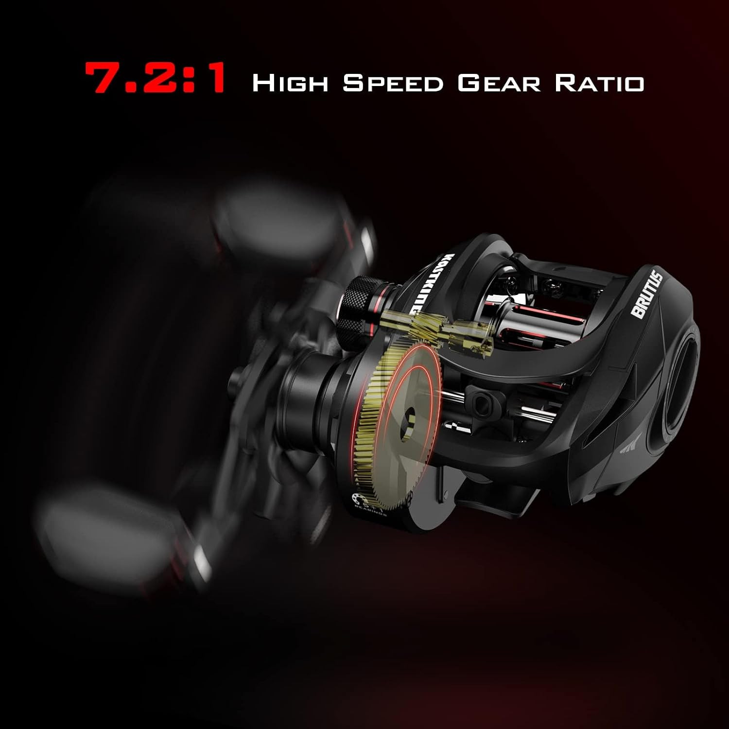 Brutus Baitcasting Fishing Reels, 7.2:1 Gear Ratio | Max Drag: 17.6 Lb, 5+1 BB,
