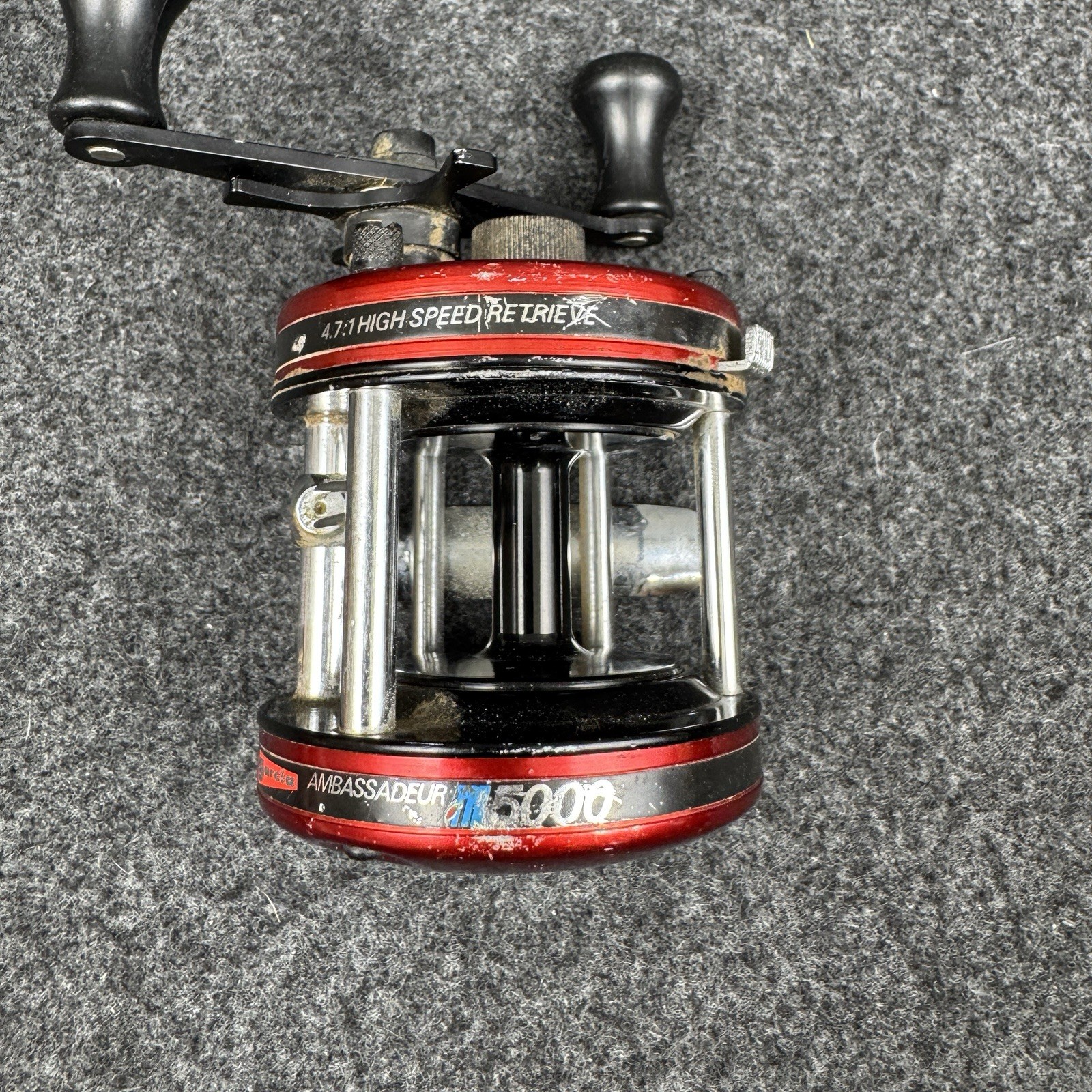 Abu Garcia Ambassadeur 5000 High Speed Retrieve Red Reel – For Parts Or Repair