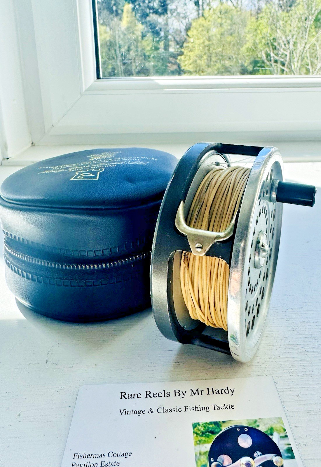 Rare Vintage Hardy Marquis Salmon Number 1 Slent Check Fly Reel with Line & Case