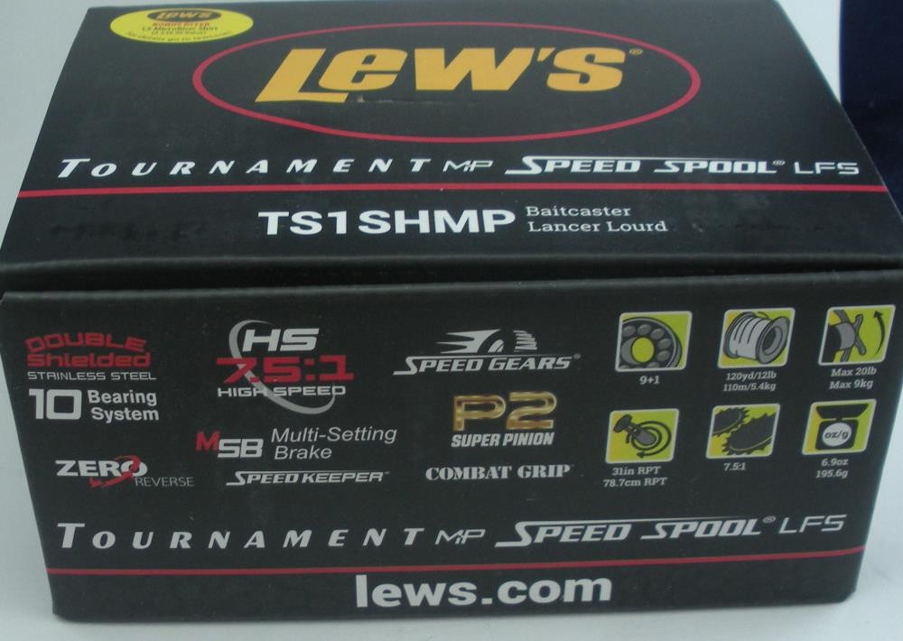 Lews TS1SHMP Tournament MP Speed Spool LFS 10BB Baitcast Reel Gear Ratio 7.5-1