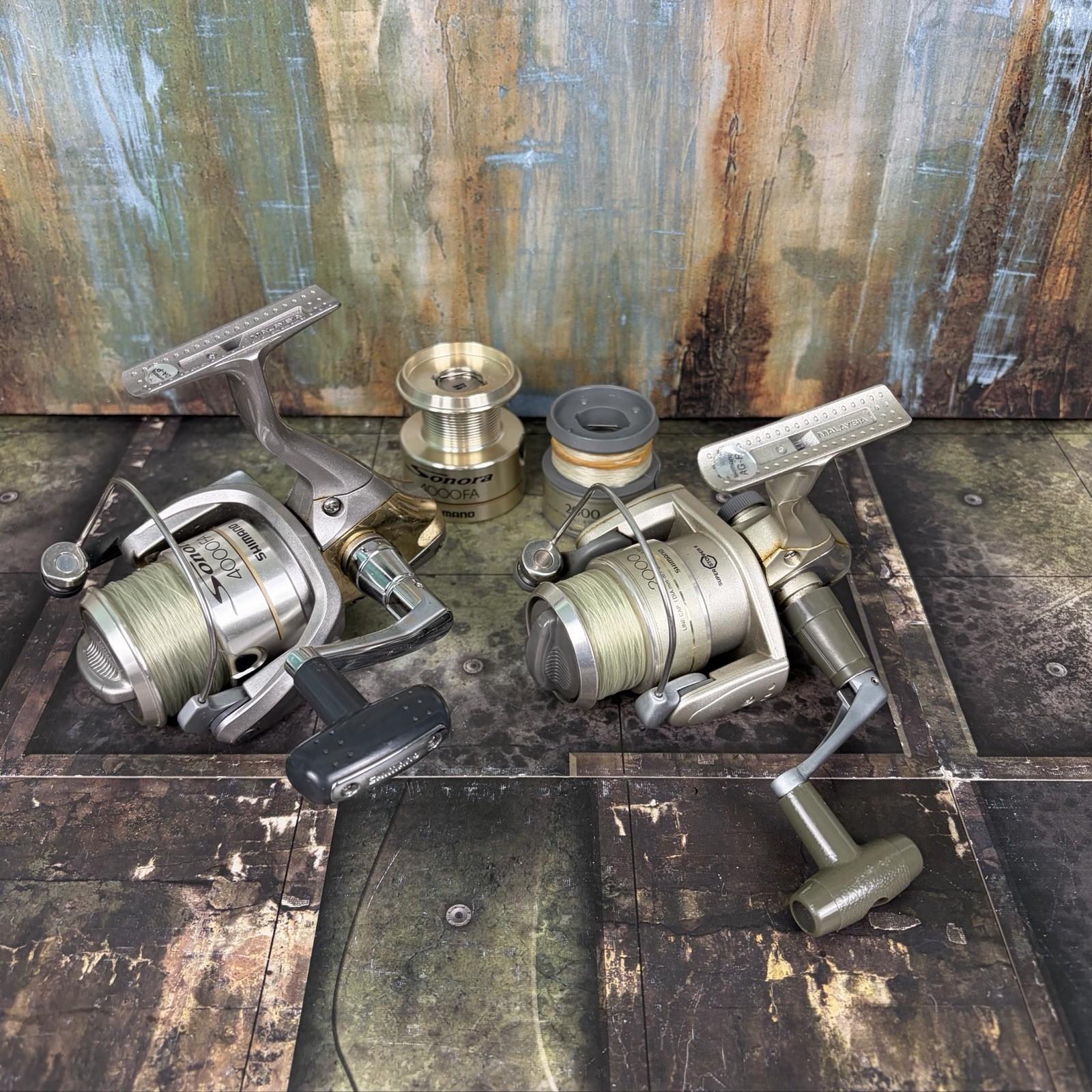 (2) Vintage Shimano Spinning Reels 1 Sonora 4000FA & 1 Sedona 2000FA + 2 Spools