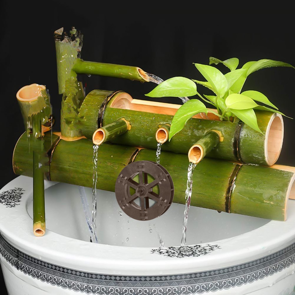 2Pcs Light Brown Reusable Plastic Fengshui Water Wheels for Home Decoration