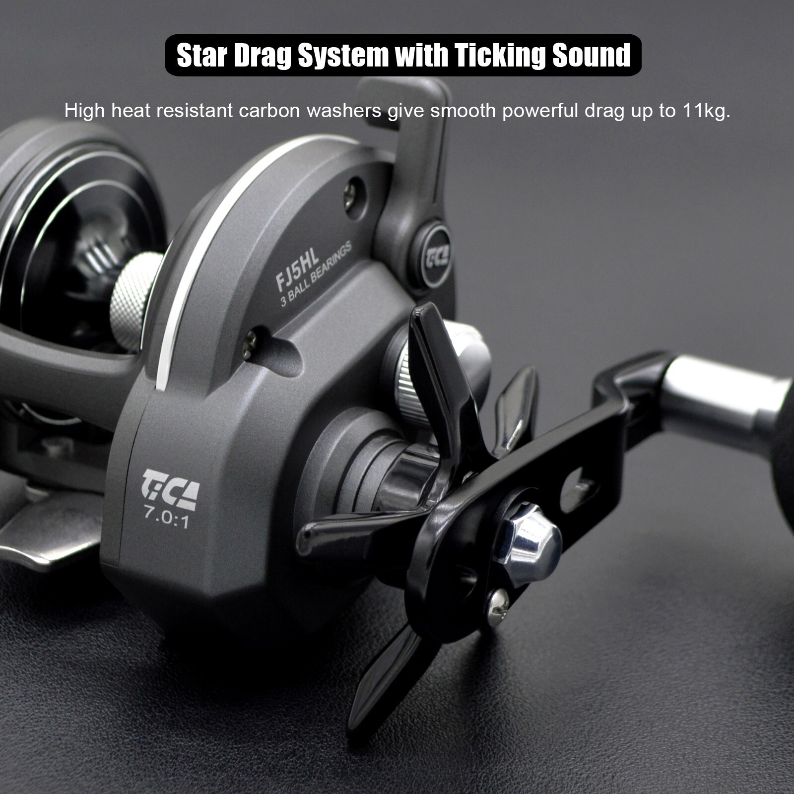 TICA FJ5HL Boat Drum Reel 40.5 IN Line Retrieved Rate Left Hand Trolling Fishing