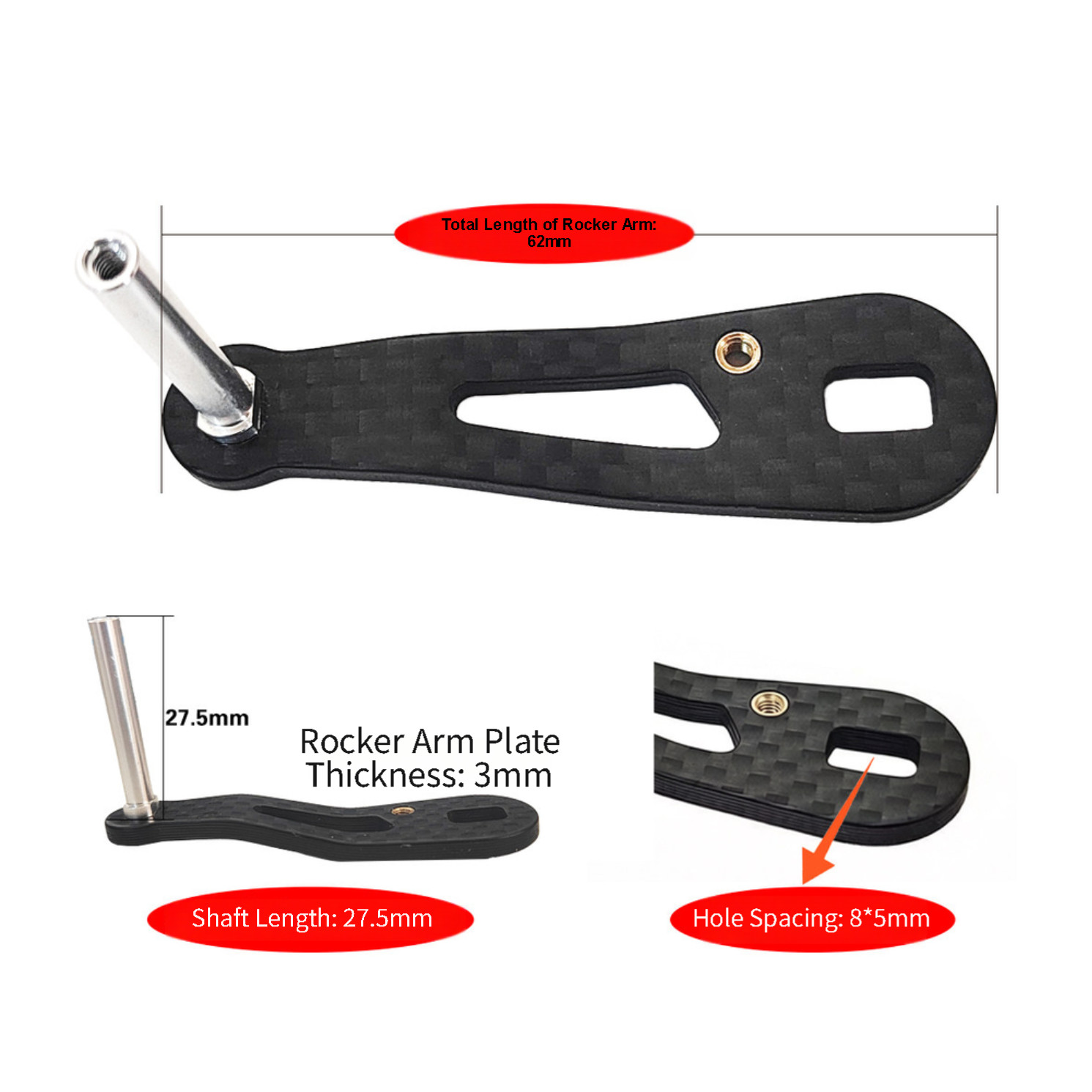 Single Rocker Arm Handle for For DAiWA Fishing Reels – 62mm 3g Carbon Fiber