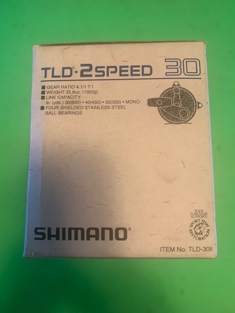 SHIMANO TLD30 2-SPEED FISHING REEL WITH BOX INSTRUCTION GUIDE SCHEMATIC & WRENCH