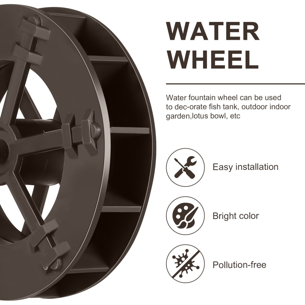 2Pcs Light Brown Reusable Plastic Fengshui Water Wheels for Home Decoration