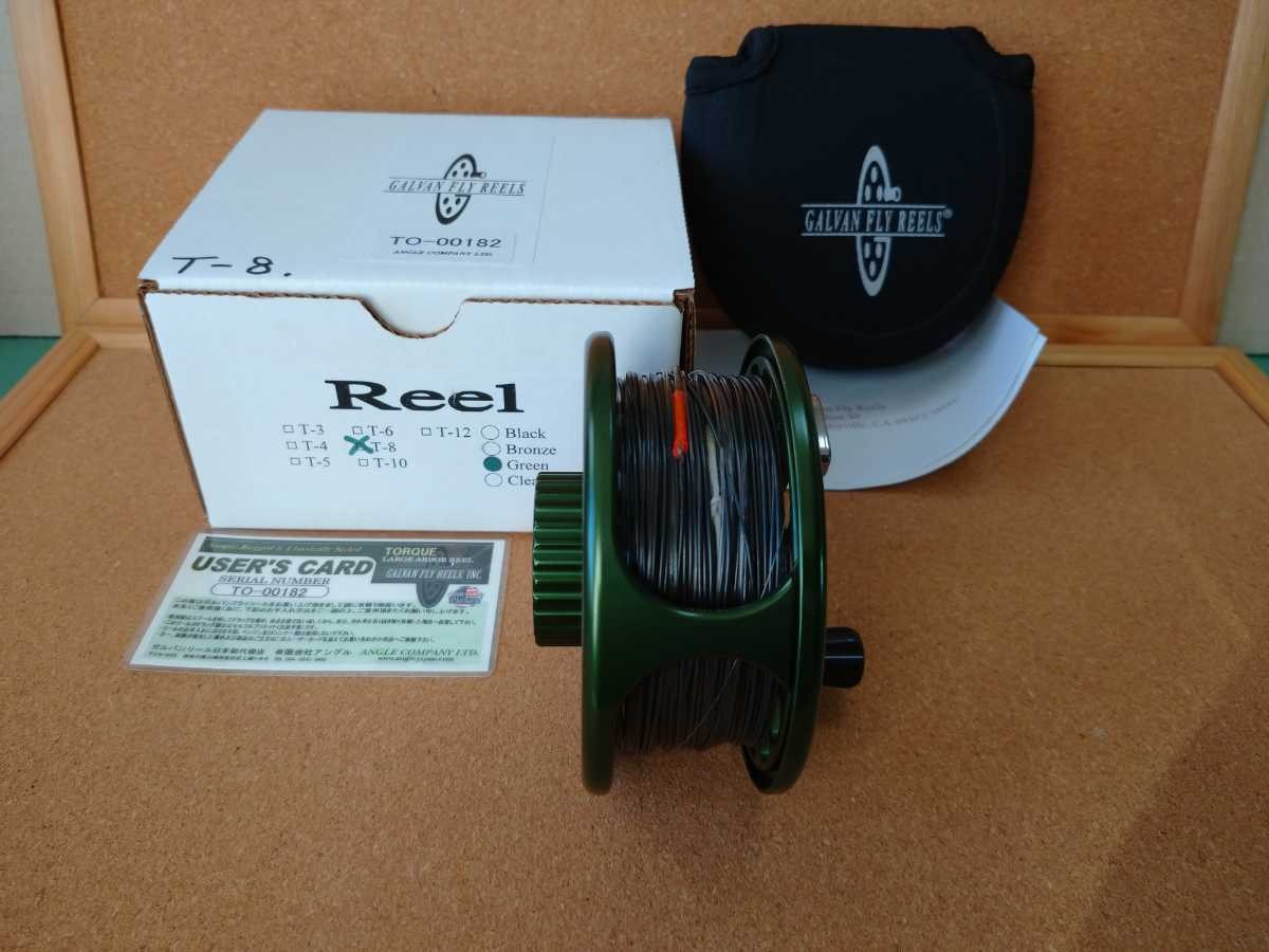 Unused GALVAN Torque Series Green T-8 Left-Handed Large Arbor Fly Reel Fishing