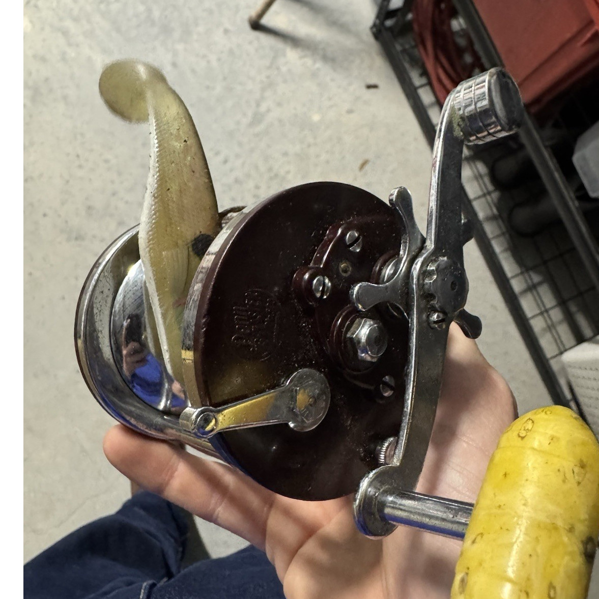 Penn Jigmaster No. 500 Fishing Reel 500 Brown Handle Silver Yellow